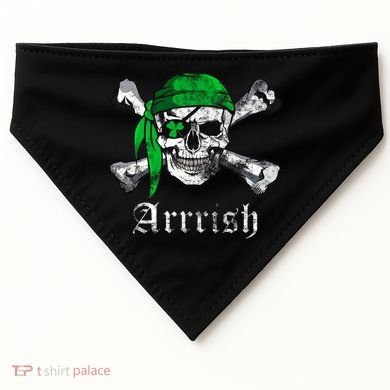 Arrrish Irish Pirate Skull Clover USA-Made Doggie Bandana