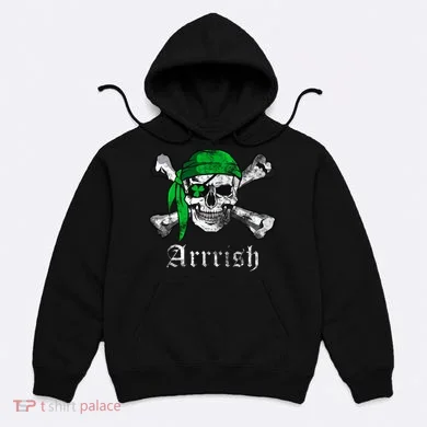 Arrrish Irish Pirate Skull Clover Hoodie
