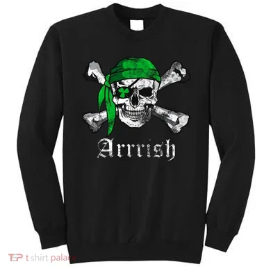 Arrrish Irish Pirate Skull Clover Sweatshirt