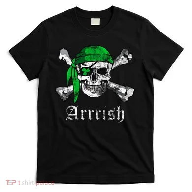 Arrrish Irish Pirate Skull Clover T-Shirt