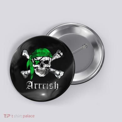 Arrrish Irish Pirate Skull Clover Button