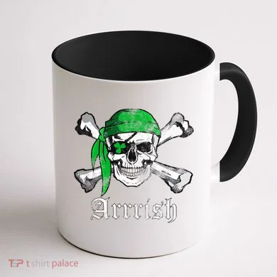 Arrrish Irish Pirate Skull Clover Coffee Mug back