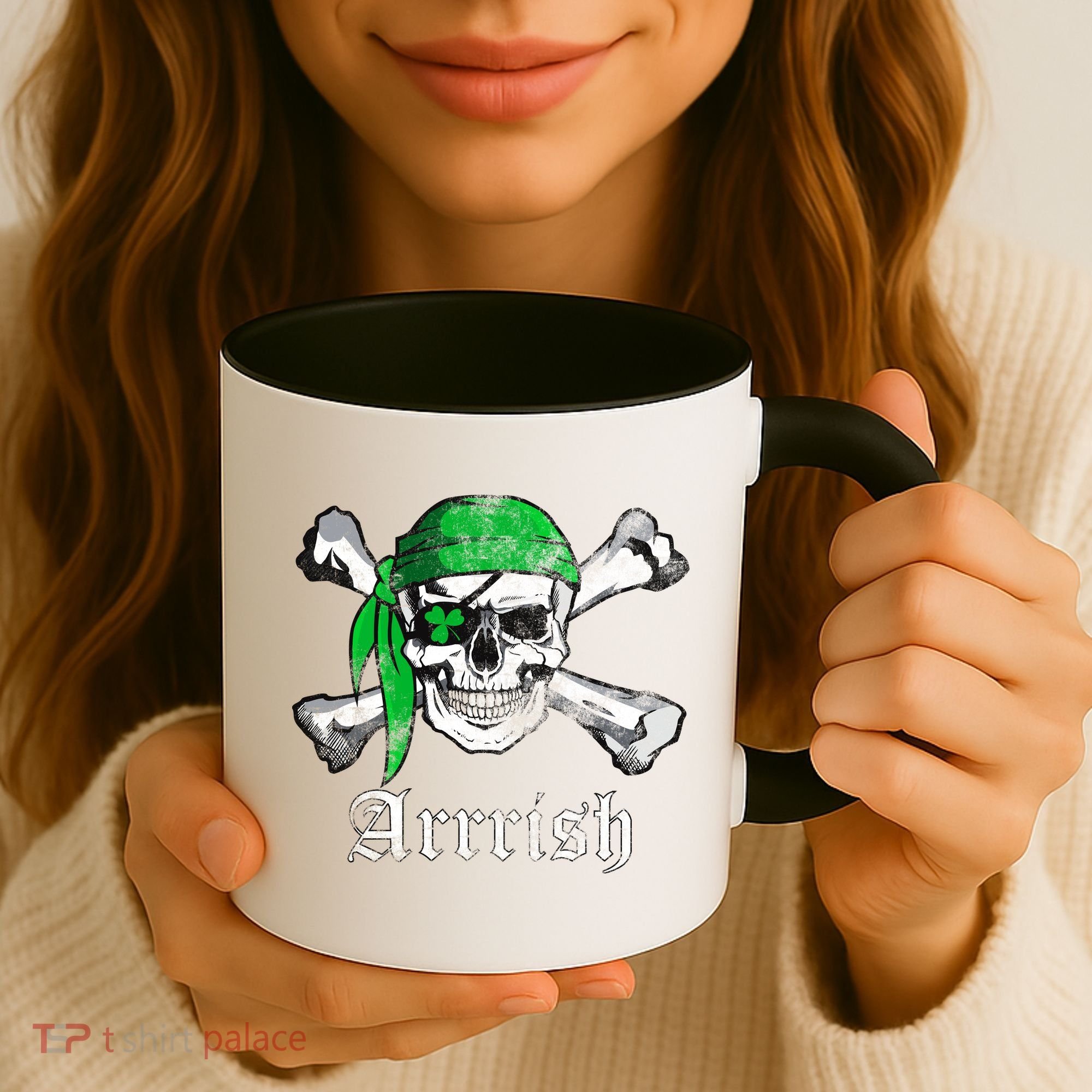 Arrrish Irish Pirate Skull Clover Coffee Mug