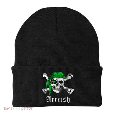 Arrrish Irish Pirate Skull Clover Beanie