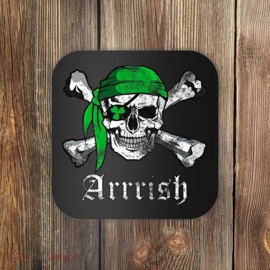 Arrrish Irish Pirate Skull Clover Coaster
