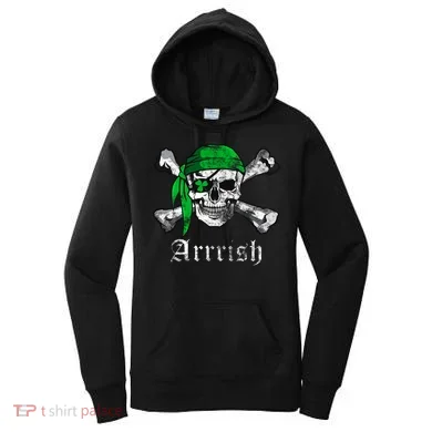 Arrrish Irish Pirate Skull Clover Women's Hoodie
