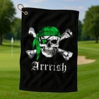 Arrrish Irish Pirate Skull Clover Golf Towel thumb 1