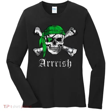 Arrrish Irish Pirate Skull Clover Women's Long Sleeve Shirt