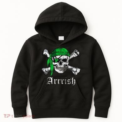 Arrrish Irish Pirate Skull Clover Kids Hoodie