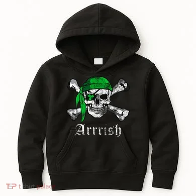 Arrrish Irish Pirate Skull Clover Kids Hoodie