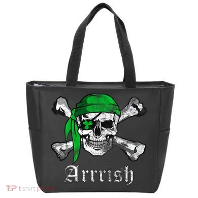 Arrrish Irish Pirate Skull Clover Tote Bag