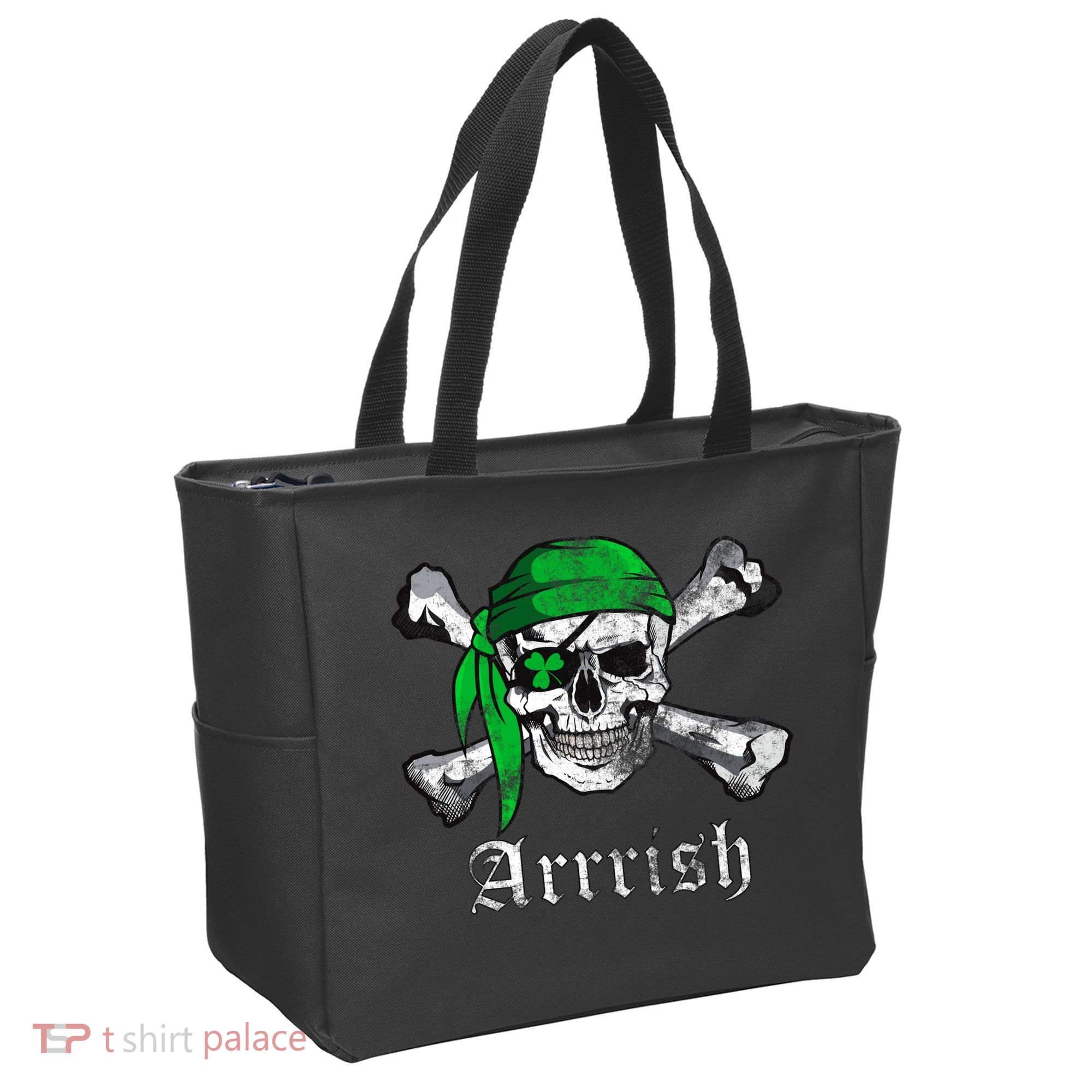 Arrrish Irish Pirate Skull Clover Tote Bag