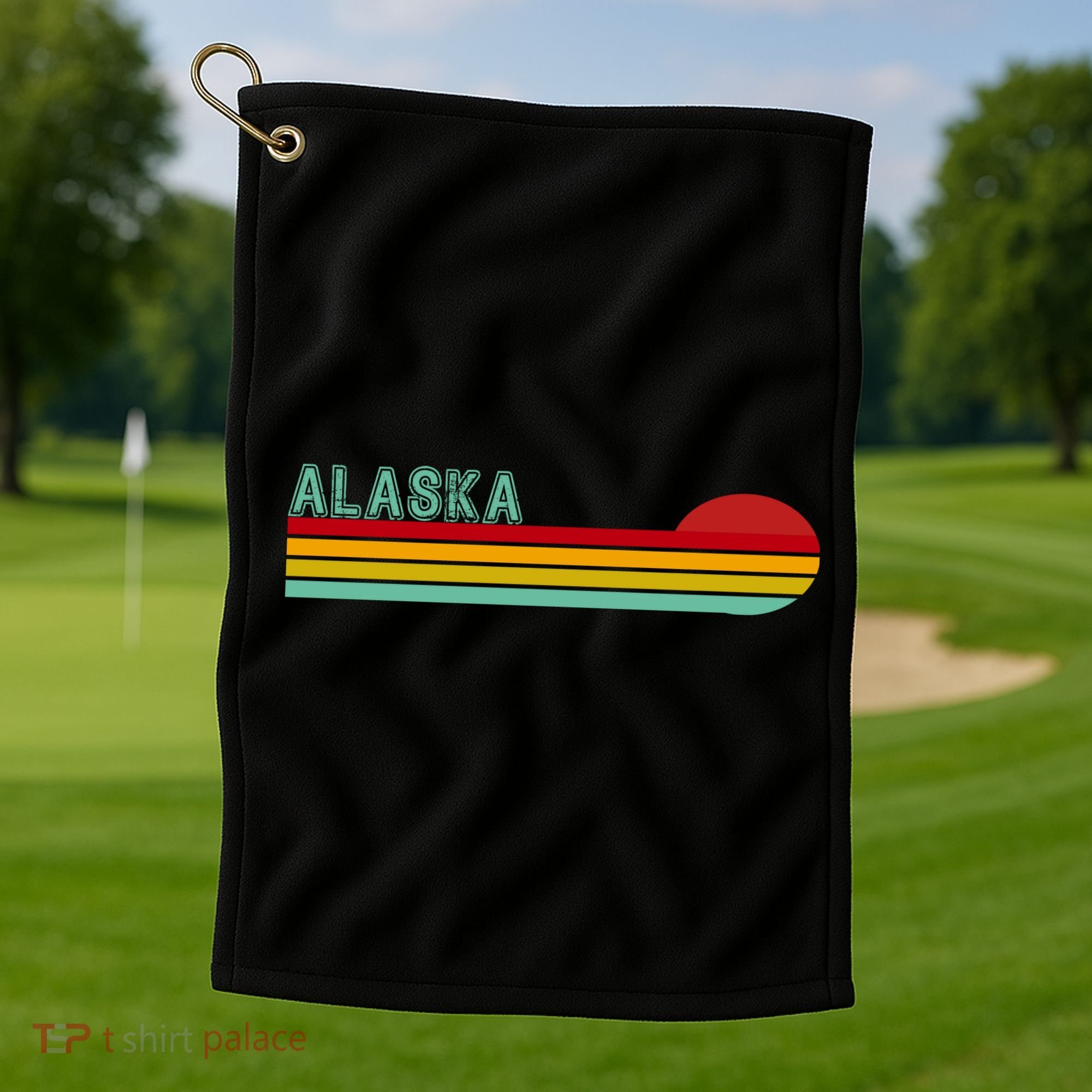 Alaska Retro Sunset Golf Towel