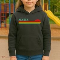 Alaska Retro Sunset Kids Hoodie thumb 3