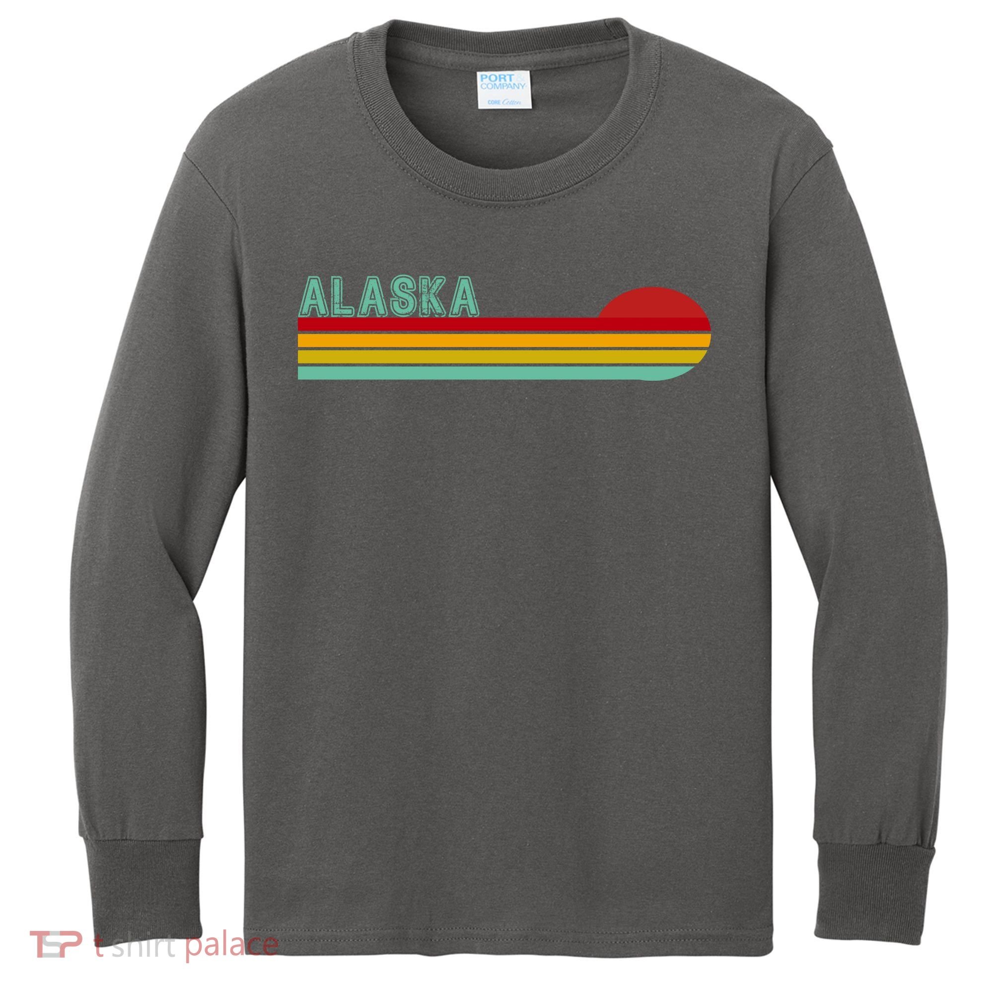 Alaska Retro Sunset Kids Long Sleeve Shirt