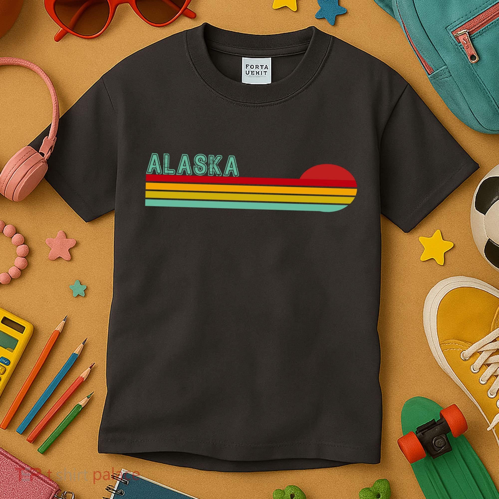 Alaska Retro Sunset Kids T-Shirt