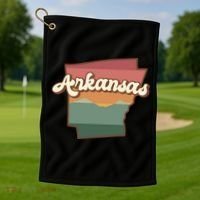 Arkansas Retro Sunset Golf Towel thumb 1