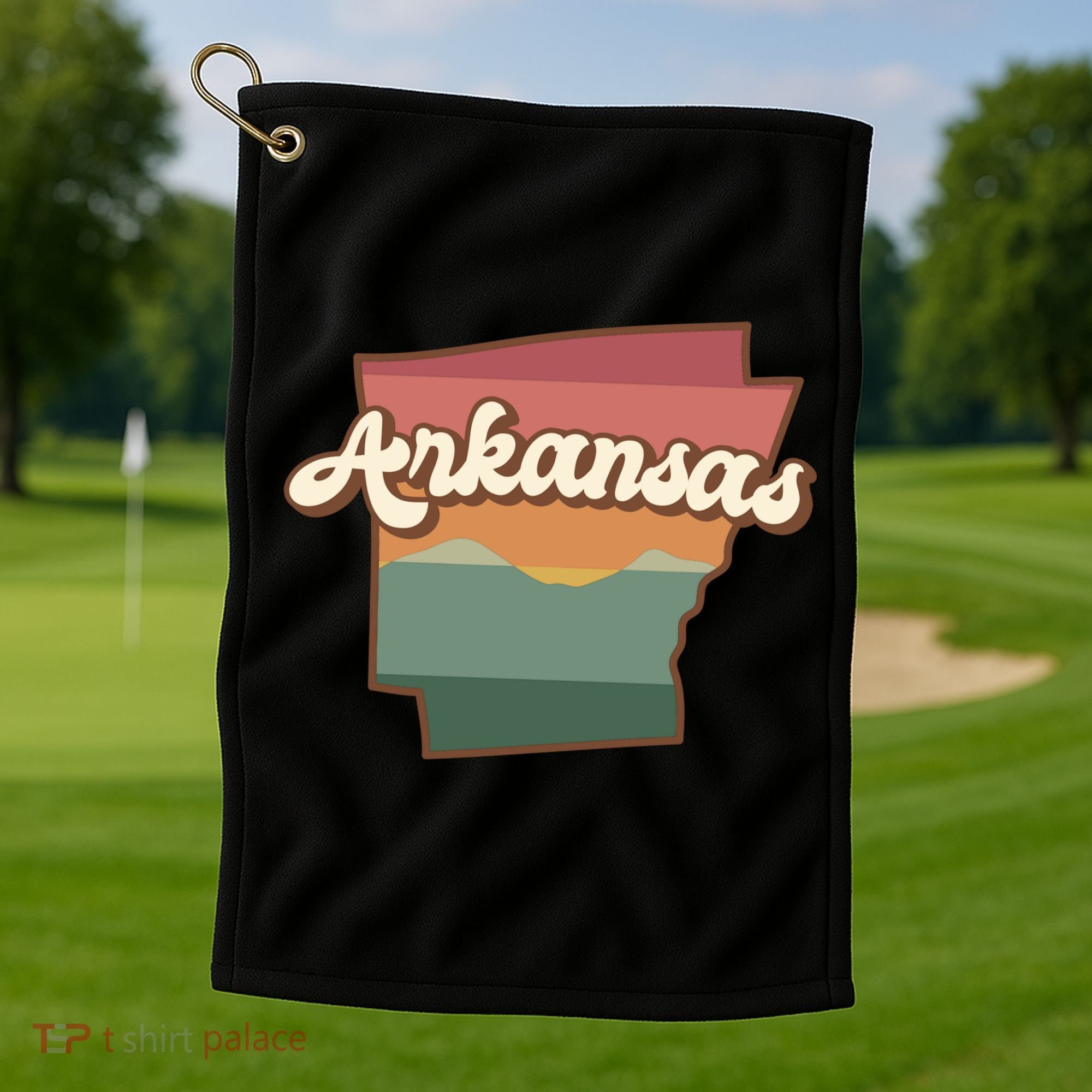 Arkansas Retro Sunset Golf Towel