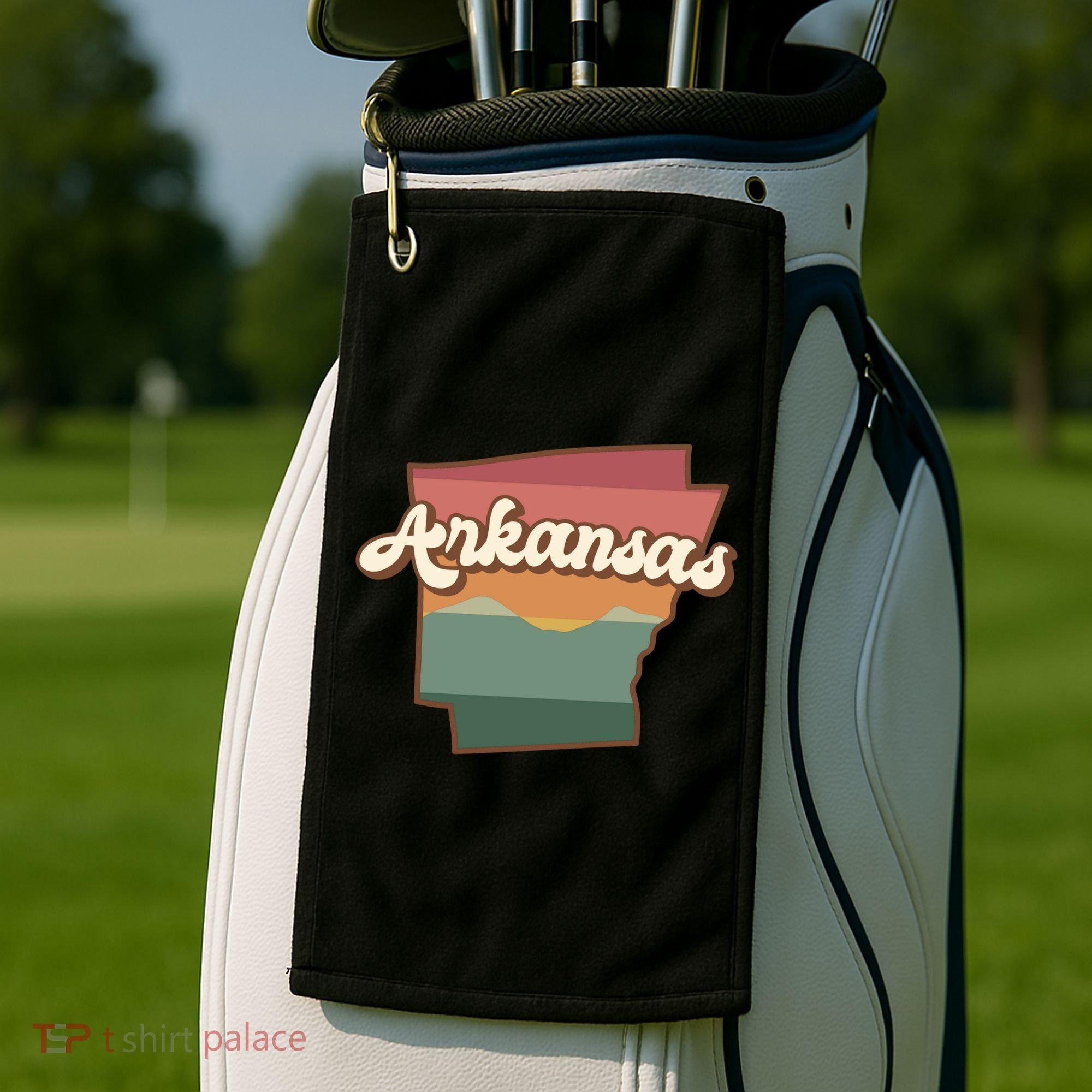 Arkansas Retro Sunset Golf Towel