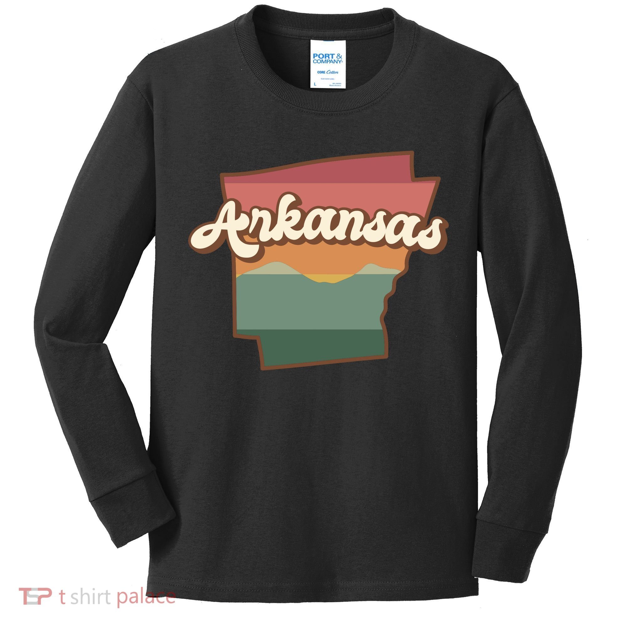 Arkansas Retro Sunset Kids Long Sleeve Shirt