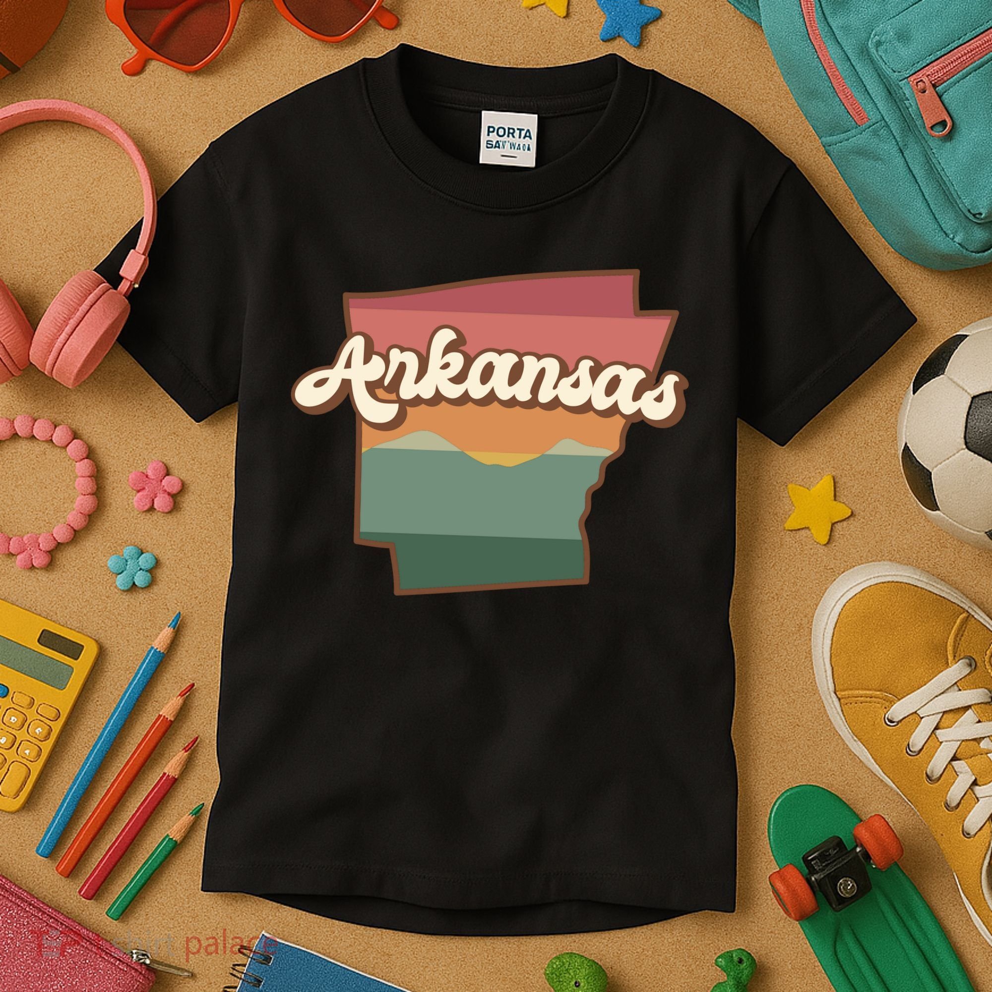 Arkansas Retro Sunset Kids T-Shirt
