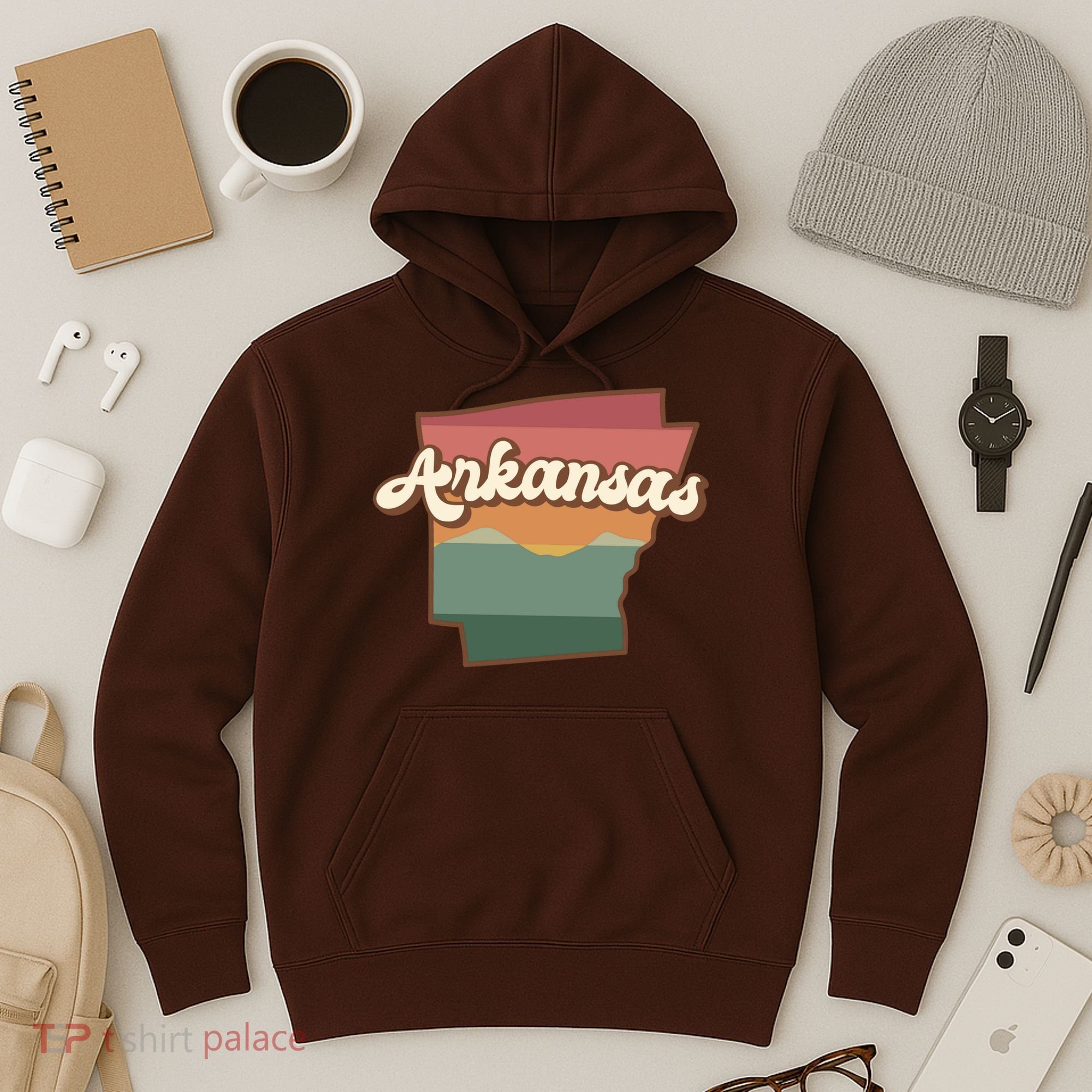 Arkansas Retro Sunset Hoodie