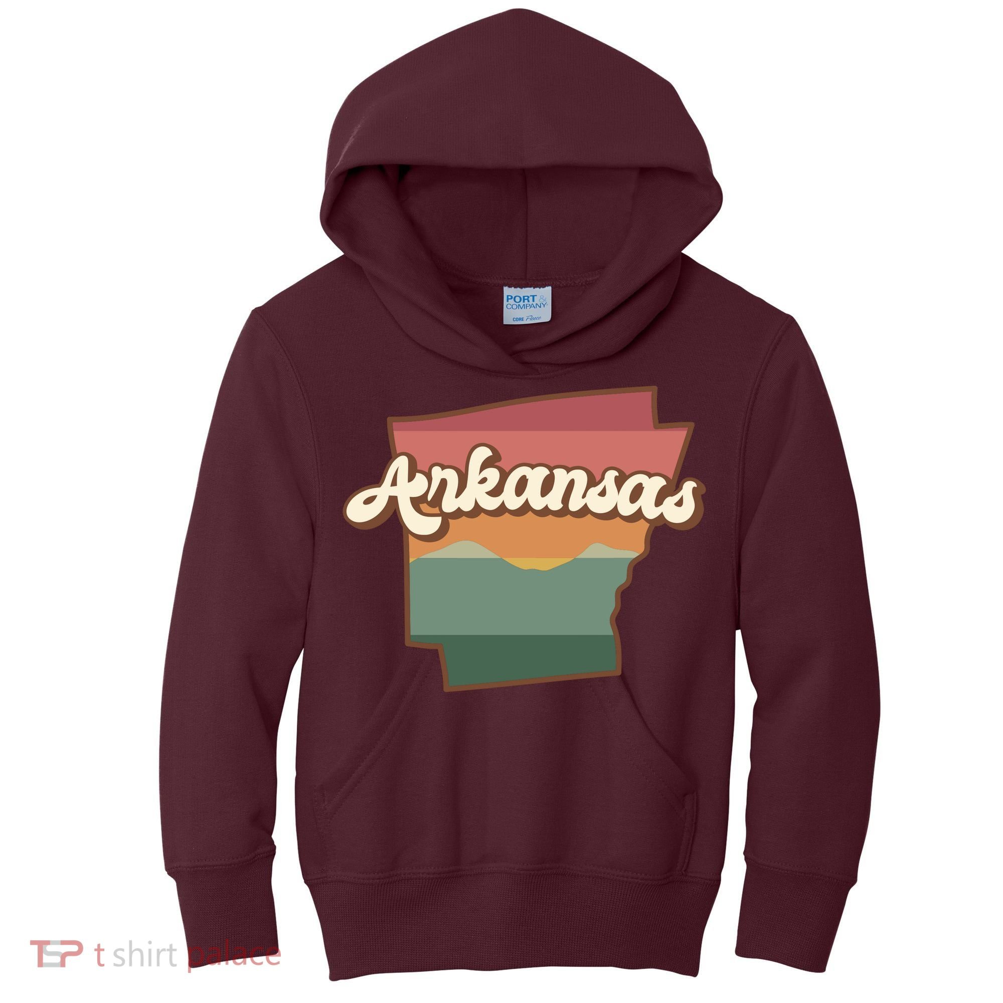 Arkansas Retro Sunset Kids Hoodie
