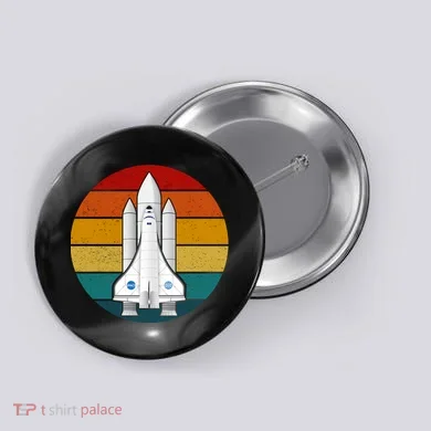 Astronaut Retro Space Sunset Button