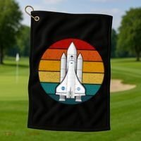 Astronaut Retro Space Sunset Golf Towel thumb 1