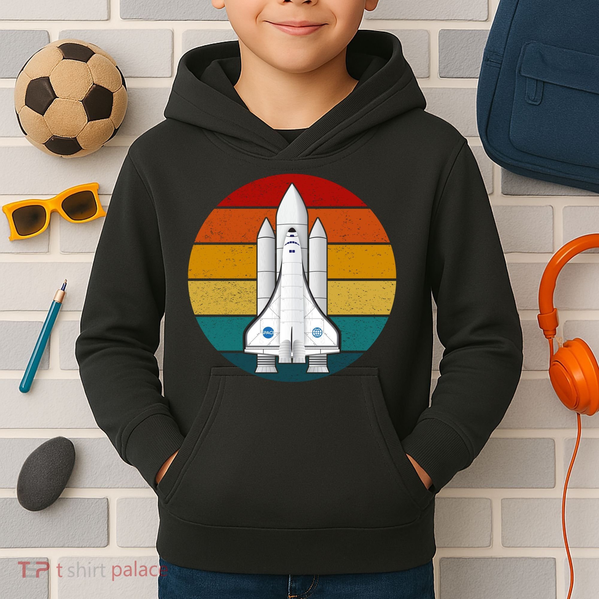 Astronaut Retro Space Sunset Kids Hoodie