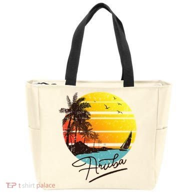 Aruba Retro Summer Tropical Beach Tote Bag