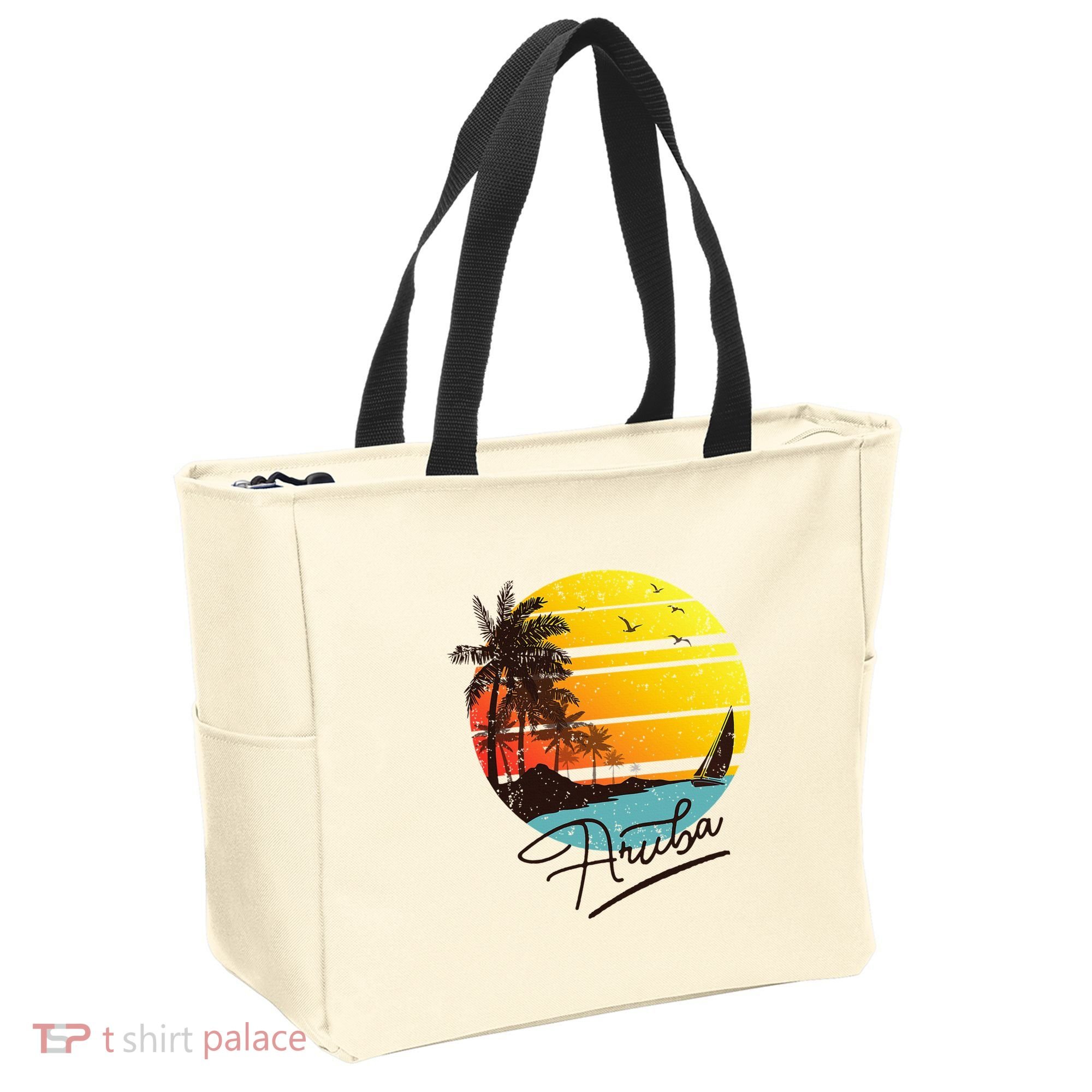 Aruba Retro Summer Tropical Beach Tote Bag