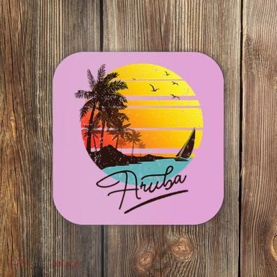Aruba Retro Summer Tropical Beach Coaster