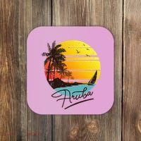 Aruba Retro Summer Tropical Beach Coaster thumb 0