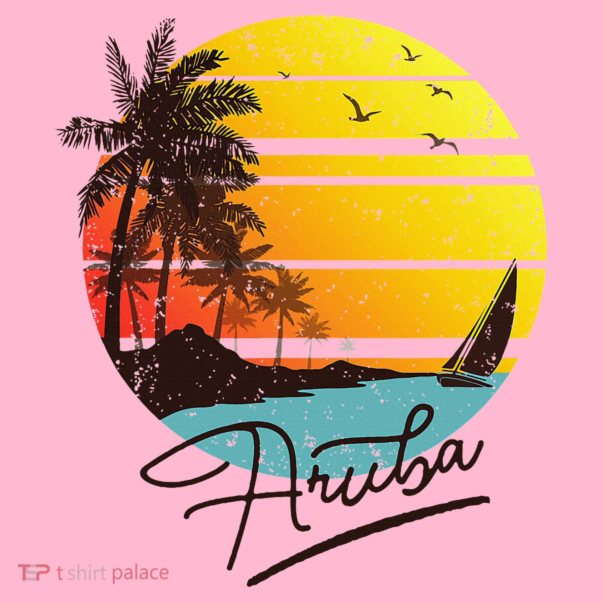 Aruba Retro Summer Tropical Beach Coaster