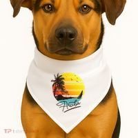 Aruba Retro Summer Tropical Beach USA-Made Doggie Bandana thumb 1