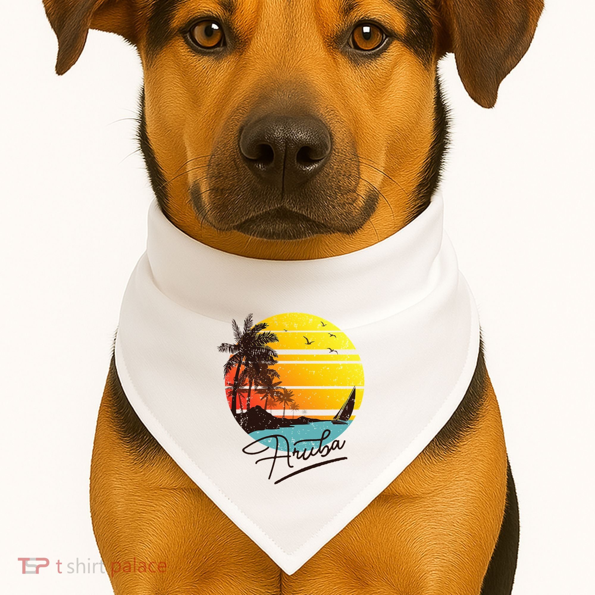 Aruba Retro Summer Tropical Beach USA-Made Doggie Bandana