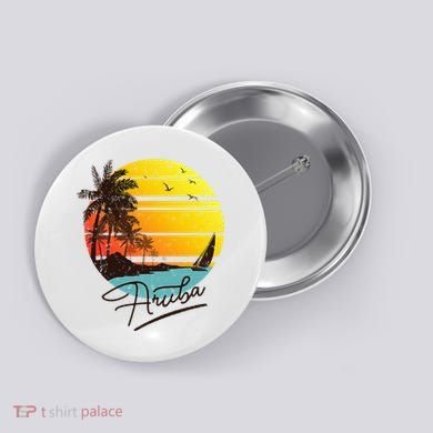 Aruba Retro Summer Tropical Beach Button