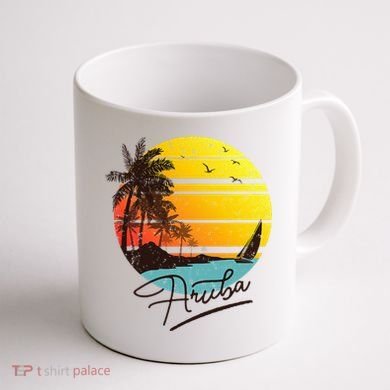 Aruba Retro Summer Tropical Beach Coffee Mug back