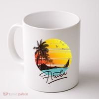 Aruba Retro Summer Tropical Beach Coffee Mug thumb 0