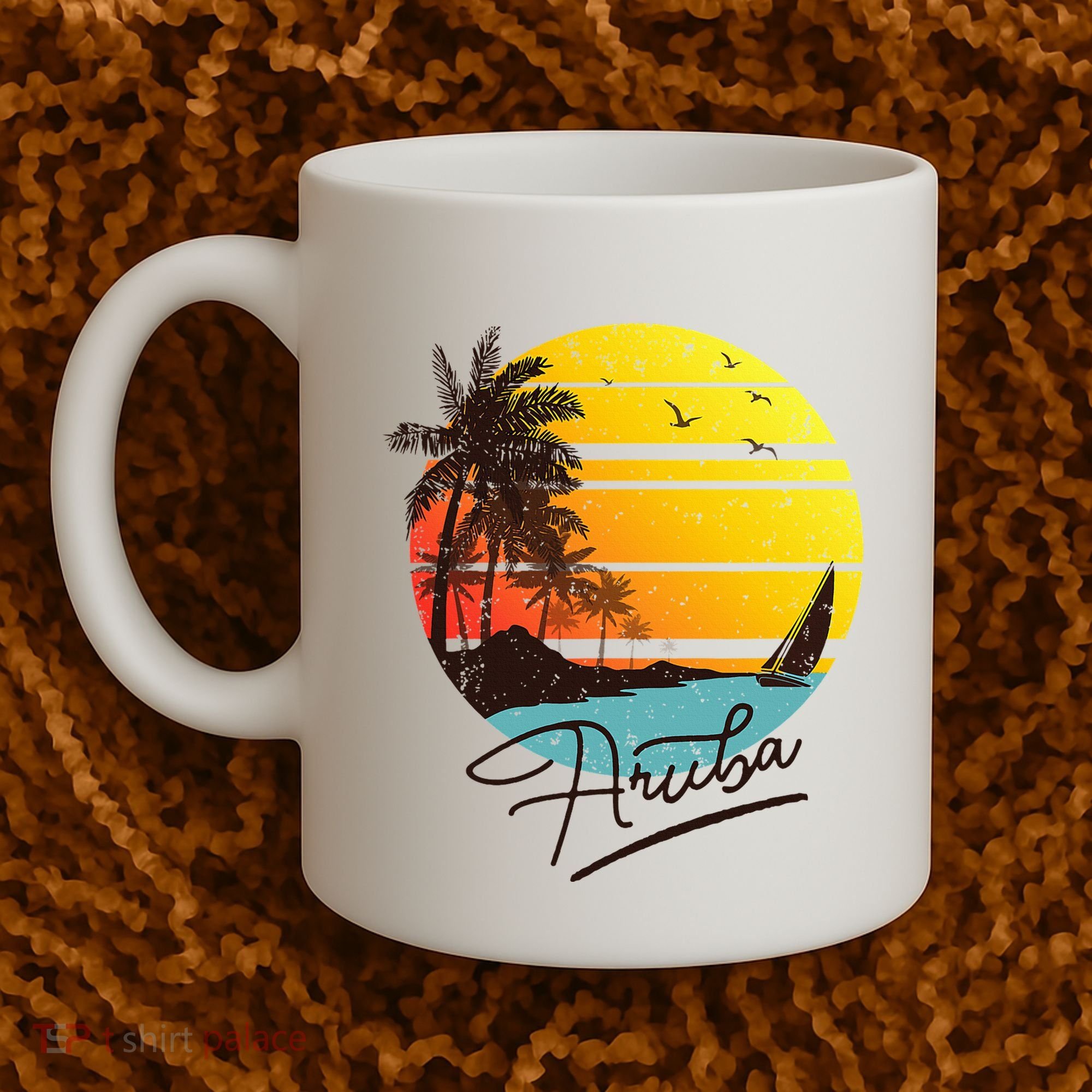 Aruba Retro Summer Tropical Beach Coffee Mug