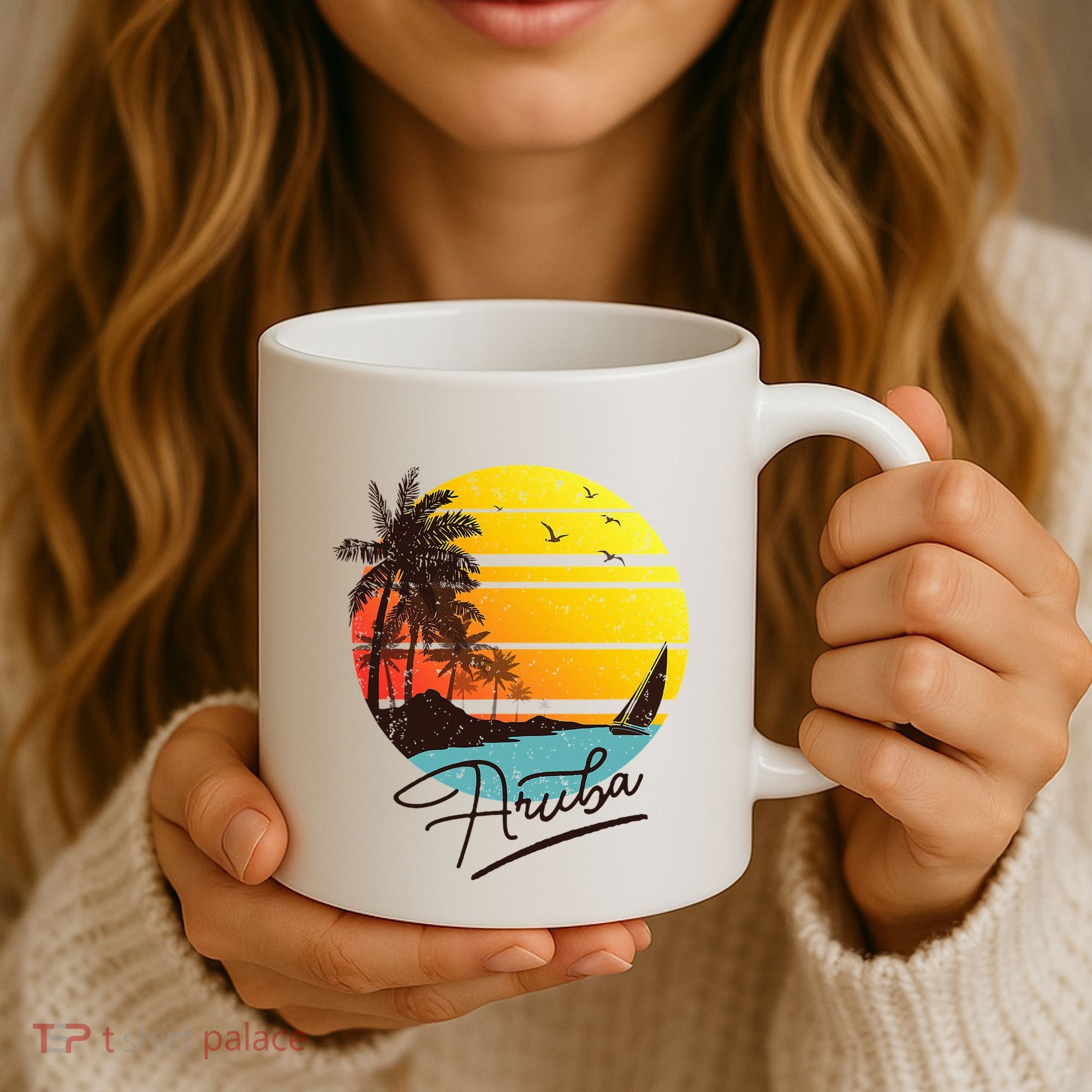 Aruba Retro Summer Tropical Beach Coffee Mug