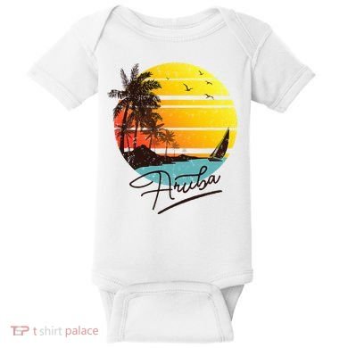 Aruba Retro Summer Tropical Beach Baby Bodysuit