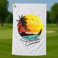 Aruba Retro Summer Tropical Beach Golf Towel thumb 1