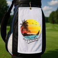 Aruba Retro Summer Tropical Beach Golf Towel thumb 2