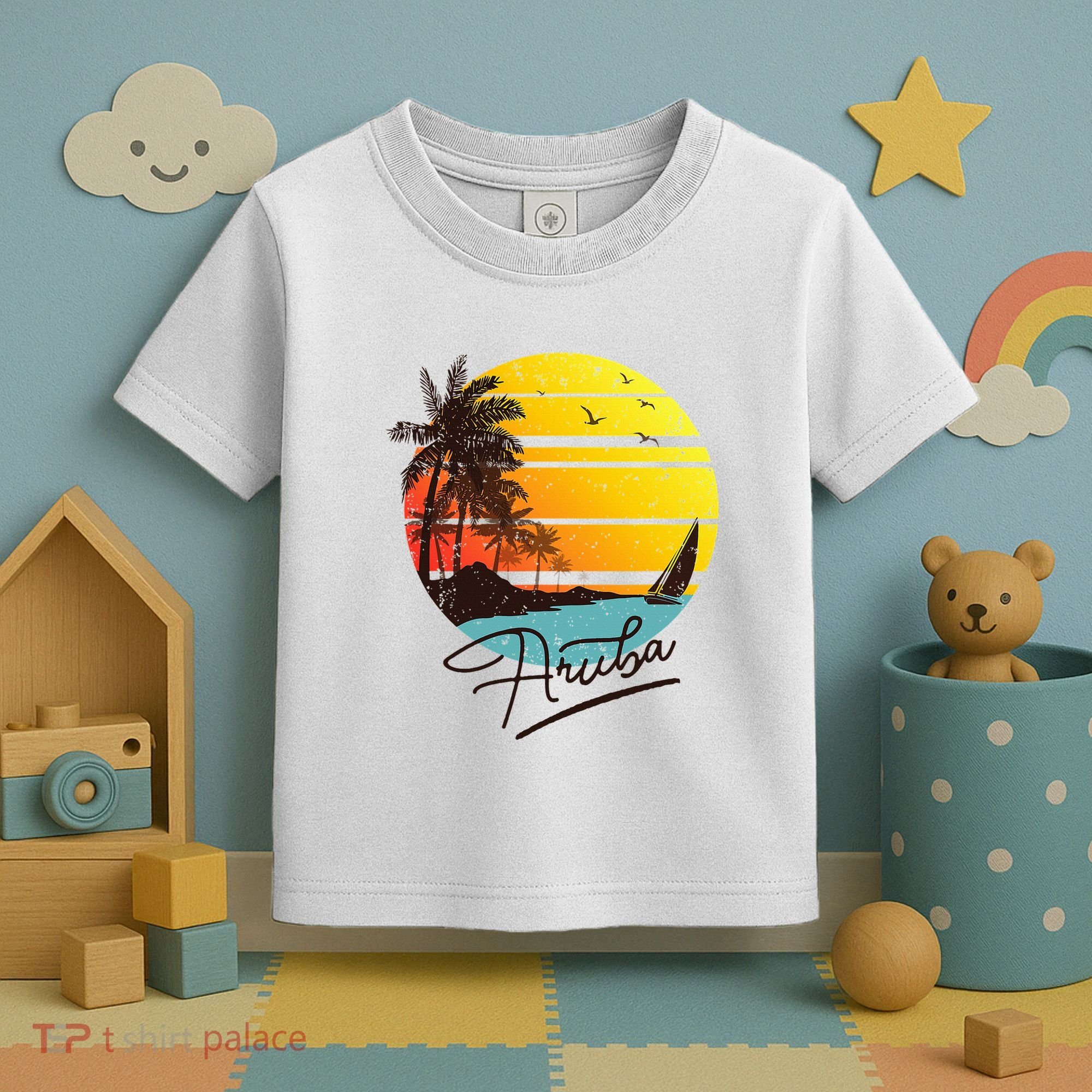 Aruba Retro Summer Tropical Beach Toddler T-Shirt