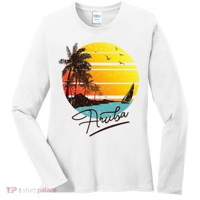 Aruba Retro Summer Tropical Beach Women's Long Sleeve Shirt