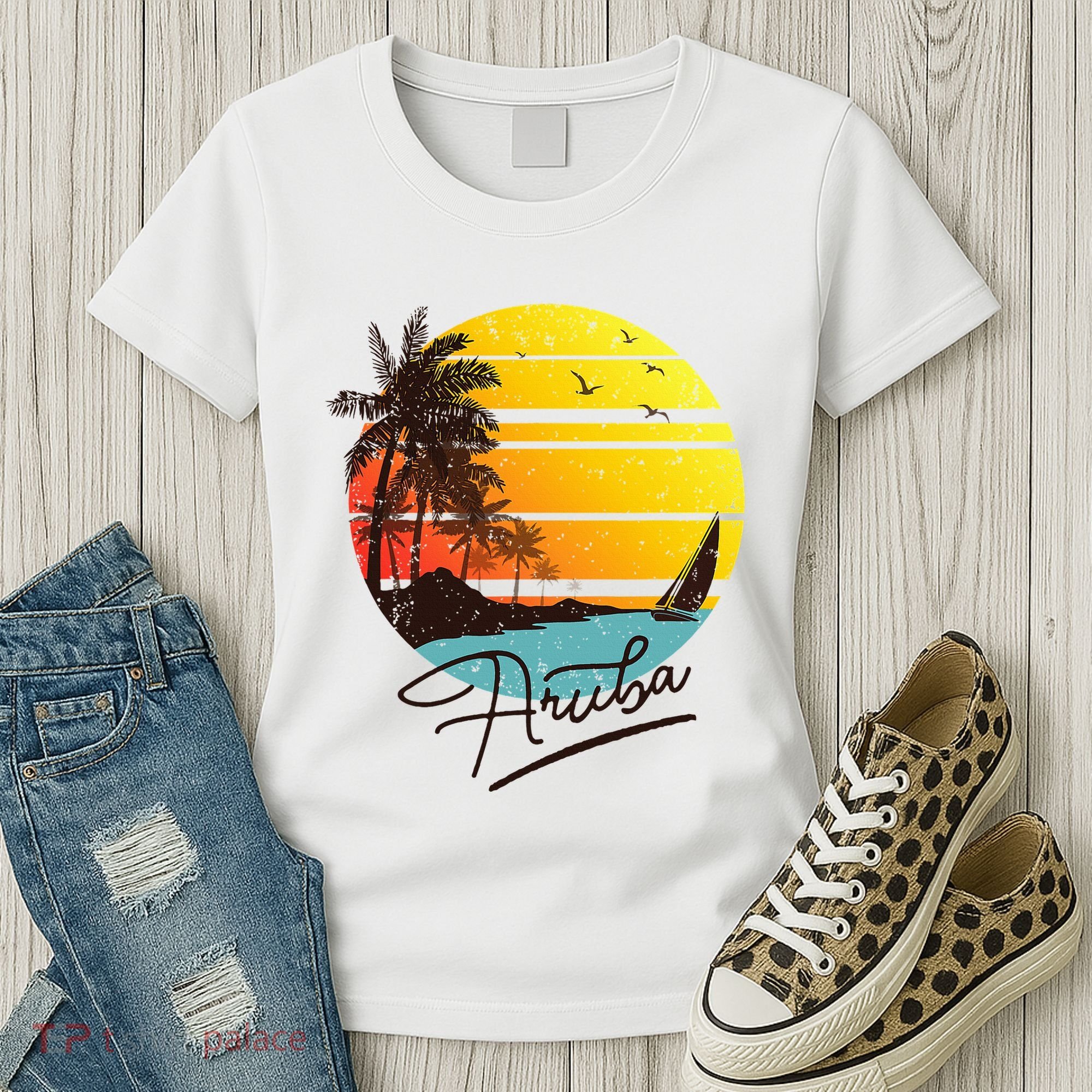 Aruba Retro Summer Tropical Beach Women's T-Shirt
