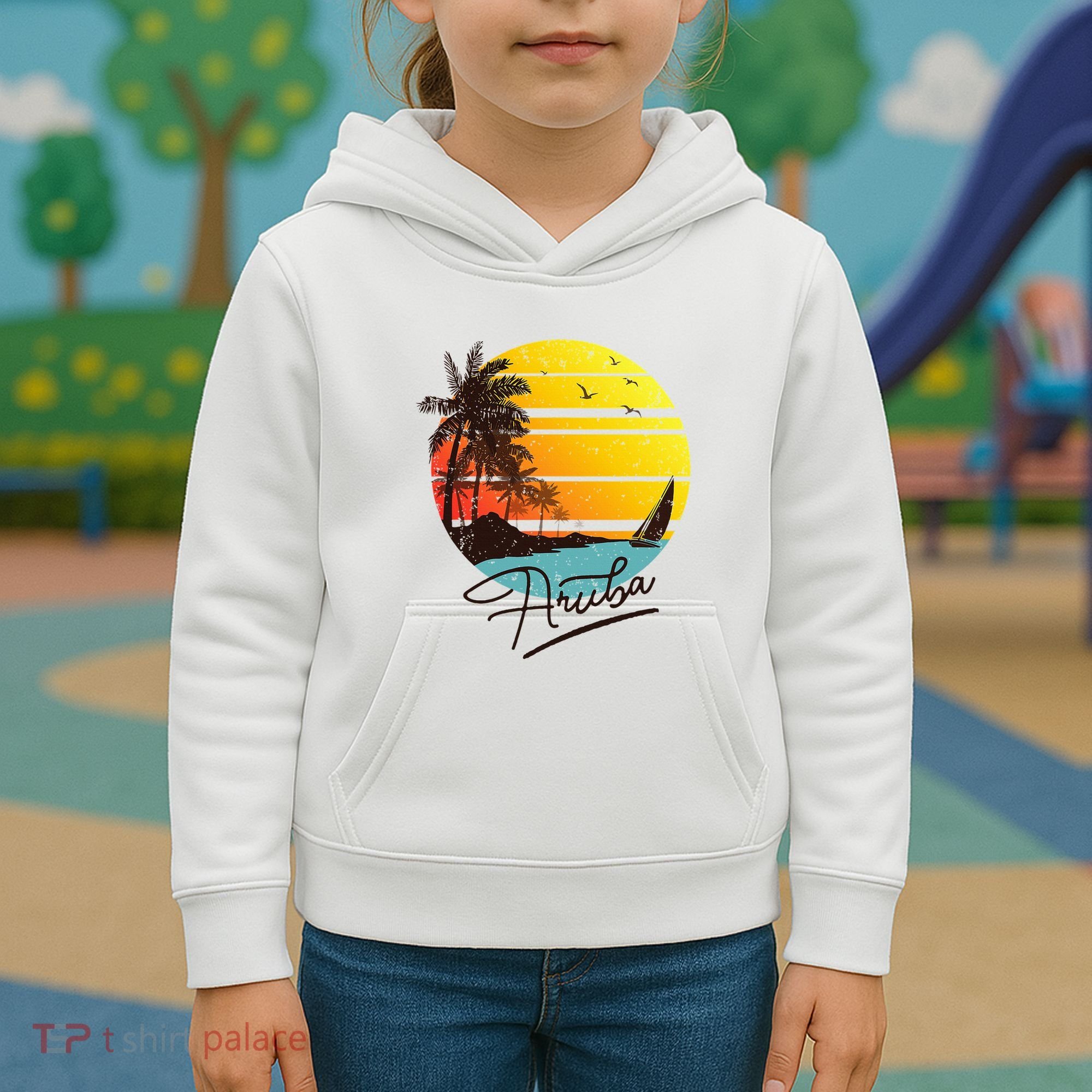 Aruba Retro Summer Tropical Beach Kids Hoodie