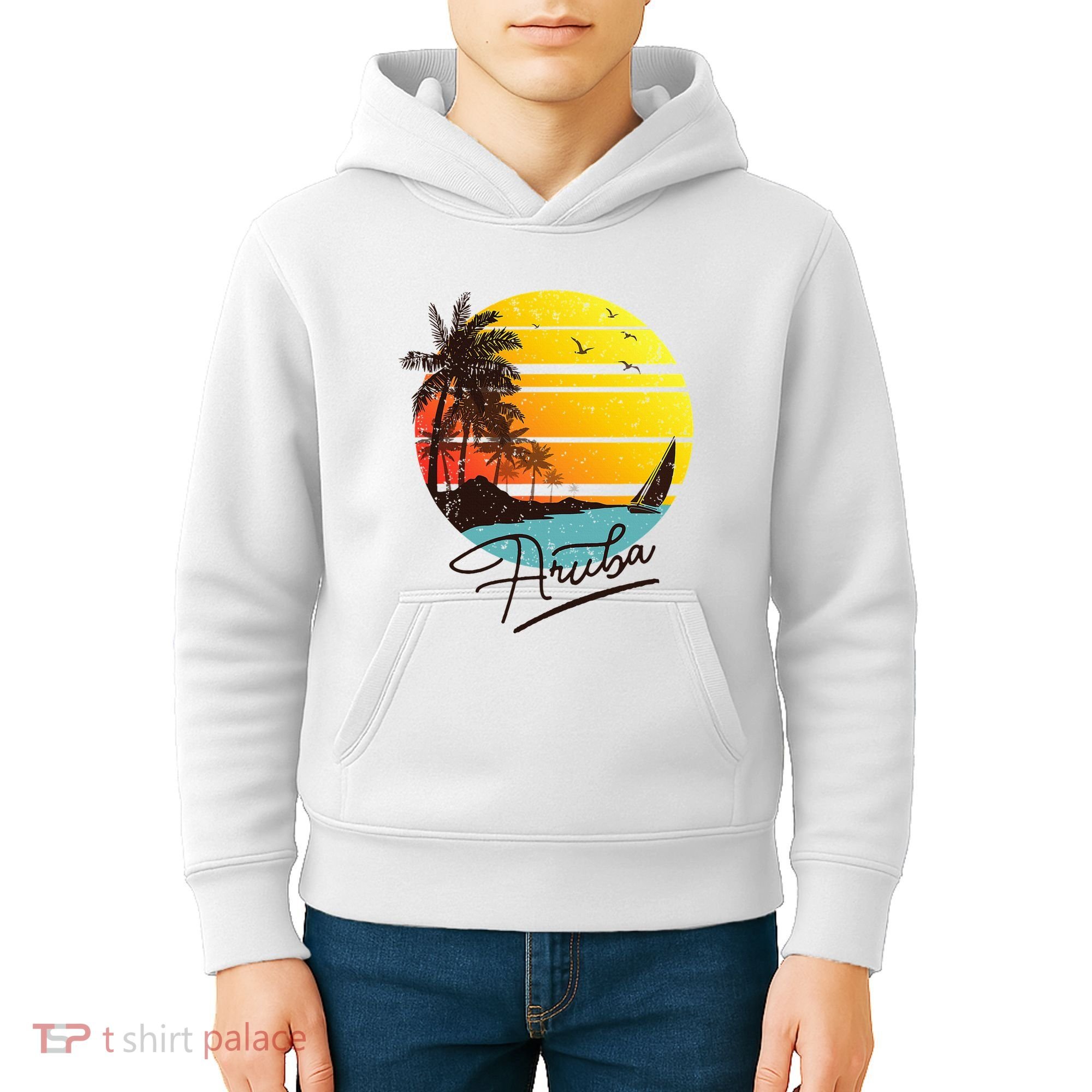 Aruba Retro Summer Tropical Beach Kids Hoodie